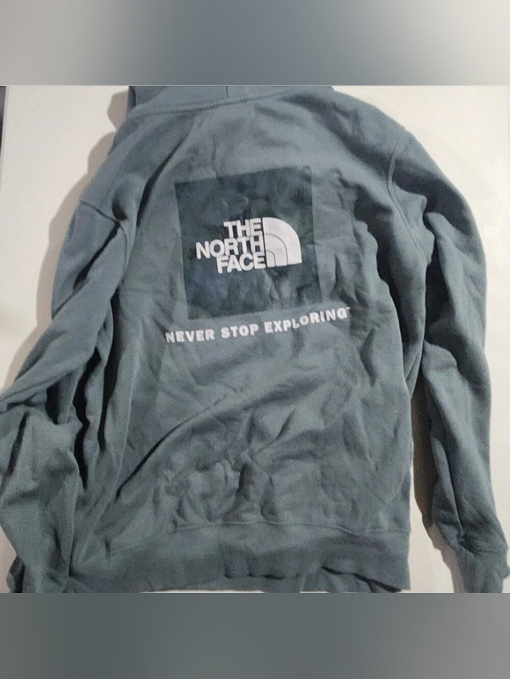 Mens' Green The North Face Pullover Drawstring Hoodie Size Large - Picture 2 of 4